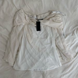 TADASHI SHOJI New Silk Off the Shoulder Top